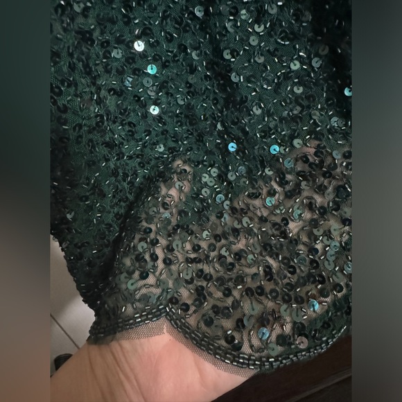 💚 NWT! Mac Duggal Emerald Sequin & Bead Dress - Picture 12 of 15